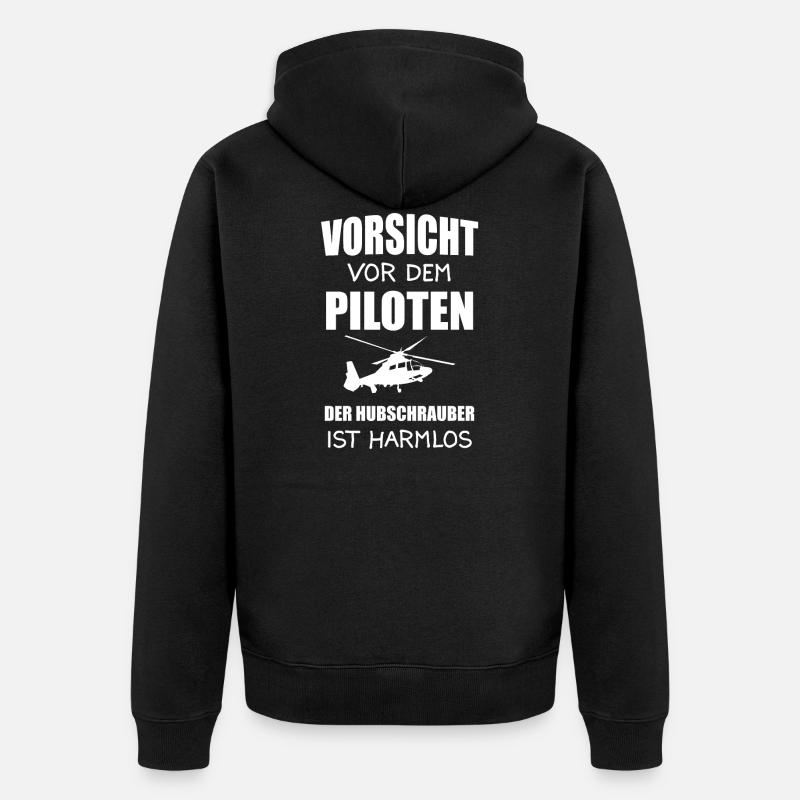 Hubschrauber Helikopter Pilot Geschenk - Unisex Premium Bio Zip Hoodie - Schwarz
