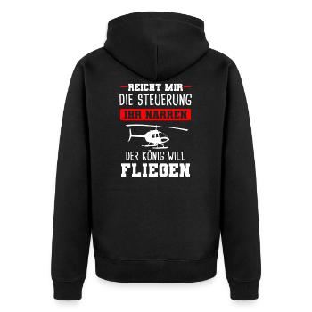 Hubschrauber Helikopter Heli Geschenk - Unisex Premium Bio Zip Hoodie - Schwarz - Hinten - Nico (187cm)