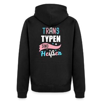 Transgender Trans LGBT LGBTQ Geschenk - Unisex Premium Bio Zip Hoodie - Schwarz - Hinten - Nico (187cm)