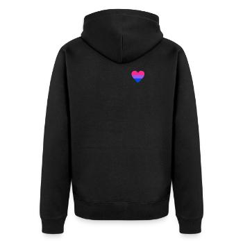 Bi Herz - bisexuelles LGBT CSD - Unisex Premium Bio Zip Hoodie - Schwarz - Hinten - Nico (187cm)