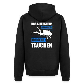 Tauchen Taucher Taucherin Geschenk - Unisex Premium Bio Zip Hoodie - Schwarz - Hinten - Nico (187cm)