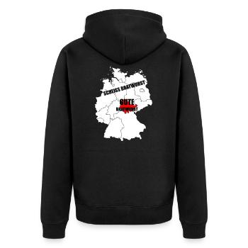 Thüringer Thüringen Bratwurst Geschenk - Unisex Premium Bio Zip Hoodie - Schwarz - Hinten - Nico (187cm)