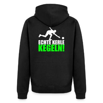 Real men bowling - Unisex Premium Organic Zip Hoodie - black - Back - Nico (187cm)
