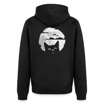 Katze stört Vollmond - verursacht Mondfinsternis - Unisex Premium Bio Zip Hoodie - Schwarz - Hinten - Nico (187cm)