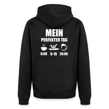 Kanupolo Kanu Polo Kajak Geschenk - Unisex Premium Bio Zip Hoodie - Schwarz - Hinten - Nico (187cm)