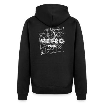 U-Bahn Paris - Unisex Premium Bio Zip Hoodie - Schwarz - Hinten - Nico (187cm)