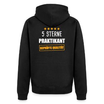 Praktikant Praktikum Praktikanten Geschenk - Unisex Premium Bio Zip Hoodie - Schwarz - Hinten - Nico (187cm)