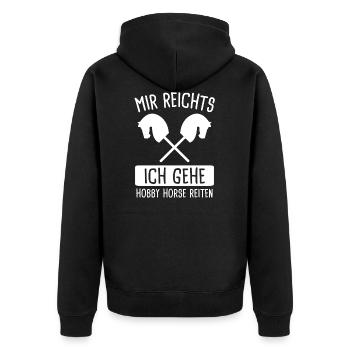 Hobby Horse Steckenpferd Hobbyhorsing Geschenk - Unisex Premium Bio Zip Hoodie - Schwarz - Hinten - Nico (187cm)
