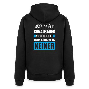 Kanalbauer Kanalbau Tiefbau Geschenk - Unisex Premium Bio Zip Hoodie - Schwarz - Hinten - Nico (187cm)