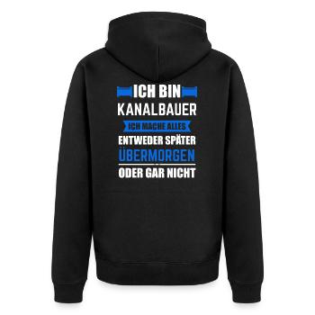Kanalbauer Kanalbau Tiefbau Geschenk - Unisex Premium Bio Zip Hoodie - Schwarz - Hinten - Nico (187cm)