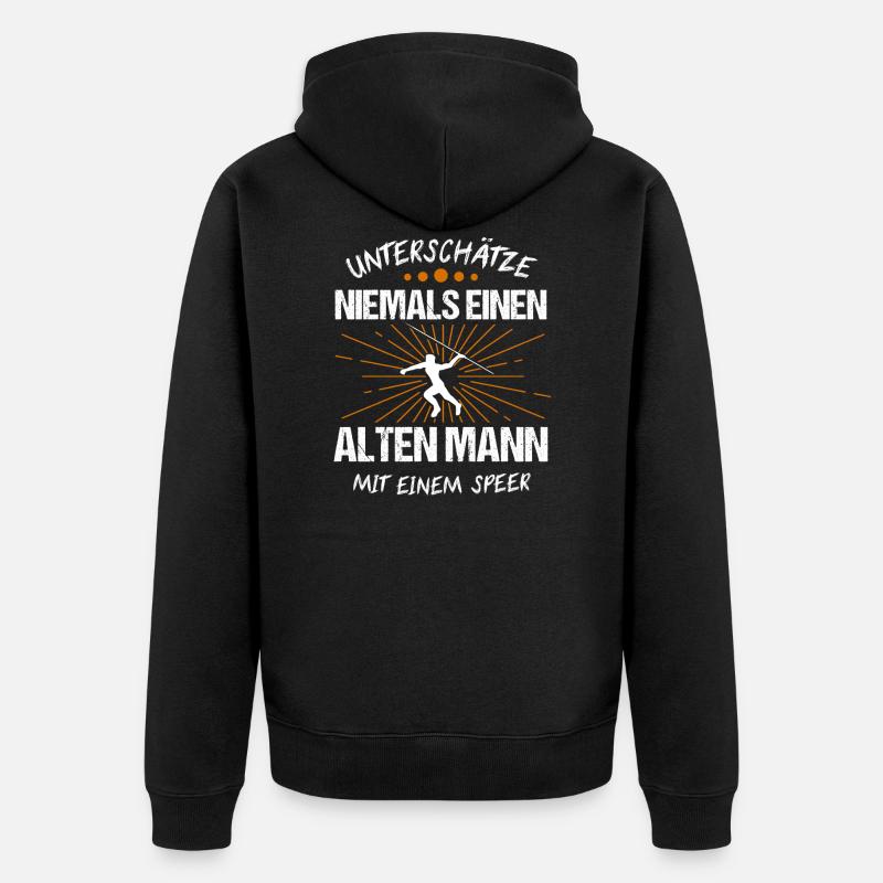 Speerwurf Speerwerfer Speer Geschenk - Unisex Premium Bio Zip Hoodie - Schwarz