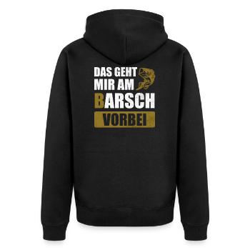 Barsch Fisch Angler Angeln Geschenk - Unisex Premium Bio Zip Hoodie - Schwarz - Hinten - Nico (187cm)
