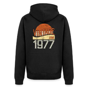 Millésime juin 1977 - Veste à capuche bio Premium Unisexe - noir - Dos - Nico (187cm)