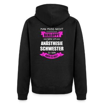 Anästhesie Schwester Pflegekraft Krankenpflege - Unisex Premium Bio Zip Hoodie - Schwarz - Hinten - Nico (187cm)