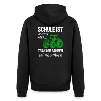 Traktor Trecker Traktoren Geschenk - Unisex Premium Bio Zip Hoodie - Schwarz - Hinten - Nico (187cm)