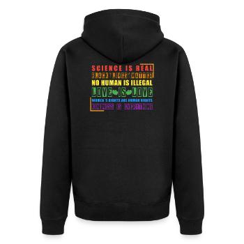 Science Is Real Black Lives Matter CSD Rainbow - Unisex Premium Organic Zip Hoodie - black - Back - Nico (187cm)