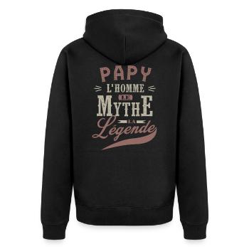 PAPY Der Mann die Legende die Legende Weihnachtsgeschenkparty - Unisex Premium Bio Zip Hoodie - Schwarz - Hinten - Nico (187cm)