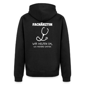 Fachärztin Facharzt Ärztin Geschenk - Unisex Premium Bio Zip Hoodie - Schwarz - Hinten - Nico (187cm)