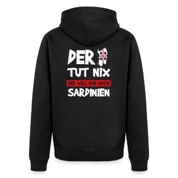 Sardinien Sardegna Italien Insel Geschenk - Unisex Premium Bio Zip Hoodie - Schwarz - Hinten - Nico (187cm)