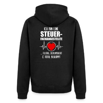 Steuerfachangestellte Steuerberaterin Mitarbeiter - Unisex Premium Bio Zip Hoodie - Schwarz - Hinten - Nico (187cm)