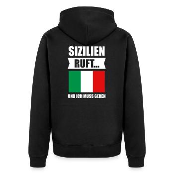 Sizilien Italien Palermo Geschenk - Unisex Premium Bio Zip Hoodie - Schwarz - Hinten - Nico (187cm)