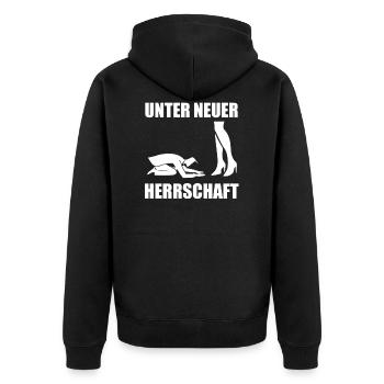 Junggesellenabschied Junggeselle JGA Geschenk - Unisex Premium Bio Zip Hoodie - Schwarz - Hinten - Nico (187cm)