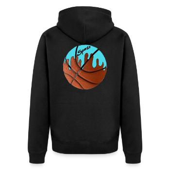 Sports - Unisex Premium Bio Zip Hoodie - Schwarz - Hinten - Nico (187cm)