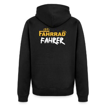 Fahrradfahrer - Unisex Premium Bio Zip Hoodie - Schwarz - Hinten - Nico (187cm)