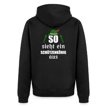 Schützenkönig Schützenfest Sportschütze Geschenk - Unisex Premium Bio Zip Hoodie - Schwarz - Hinten - Nico (187cm)