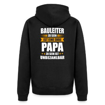 Bauleiter Papa Baustelle Bauleitung Geschenk - Unisex Premium Bio Zip Hoodie - Schwarz - Hinten - Nico (187cm)
