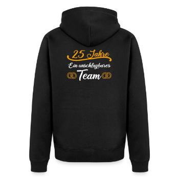 Silberhochzeit Silberne Hochzeit 25. Hochzeitstag - Unisex Premium Bio Zip Hoodie - Schwarz - Hinten - Nico (187cm)