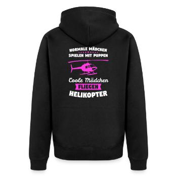 Helikopter Hubschrauber Pilot Geschenk - Unisex Premium Bio Zip Hoodie - Schwarz - Hinten - Nico (187cm)