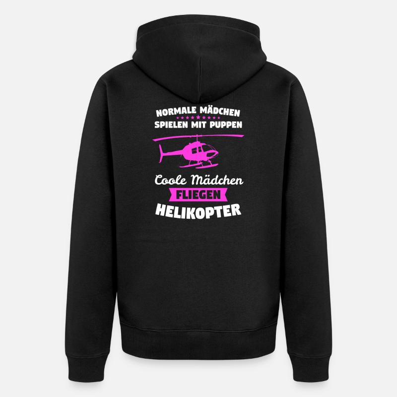 Helikopter Hubschrauber Pilot Geschenk - Unisex Premium Bio Zip Hoodie - Schwarz