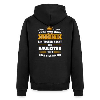 Bauleiter Baustelle Bauherr Geschenk - Unisex Premium Bio Zip Hoodie - Schwarz - Hinten - Nico (187cm)