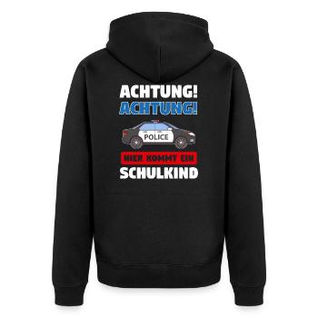 Schulkind 2020 Einschulung Polizei Geschenk - Unisex Premium Bio Zip Hoodie - Schwarz - Hinten - Nico (187cm)