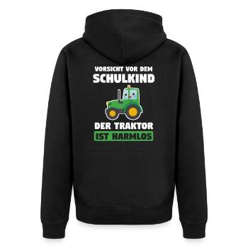 Vorsicht Vor Dem Schulkind Einschulung Schulanfang - Unisex Premium Bio Zip Hoodie - Schwarz - Hinten - Nico (187cm)