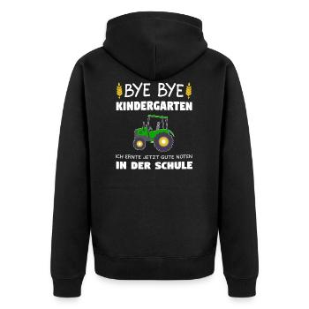 Bye Bye Kindergarten Schulkind Traktor Geschenk - Unisex Premium Bio Zip Hoodie - Schwarz - Hinten - Nico (187cm)
