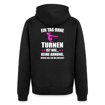 Turnen Gymnastik Turner Geschenk - Unisex Premium Bio Zip Hoodie - Schwarz - Hinten - Nico (187cm)