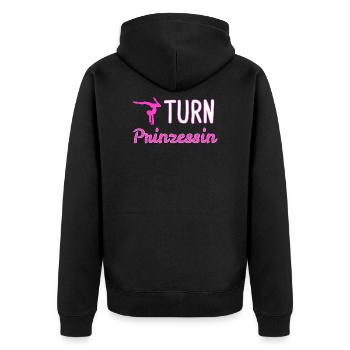 Turnen Kunstturnen Bodenturnen Geschenk - Unisex Premium Bio Zip Hoodie - Schwarz - Hinten - Nico (187cm)