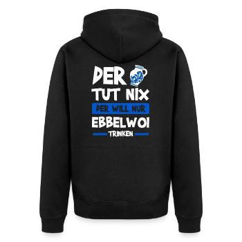 Ebbelwoi Apfelwein Frankfurt am Main Geschenk - Unisex Premium Bio Zip Hoodie - Schwarz - Hinten - Nico (187cm)