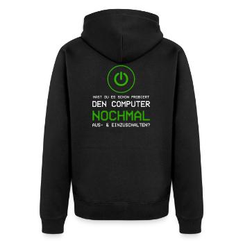 Admin Administrator Computer Humor Geschenk - Unisex Premium Bio Zip Hoodie - Schwarz - Hinten - Nico (187cm)