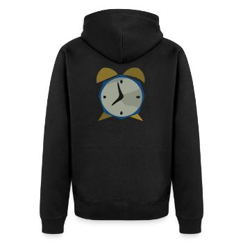time clock (alarm clock) (cartoon) - Unisex Premium Organic Zip Hoodie - black - Back - Nico (187cm)