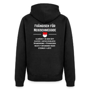 Franken Franke Fränkisch Bayern Geschenk - Unisex Premium Bio Zip Hoodie - Schwarz - Hinten - Nico (187cm)
