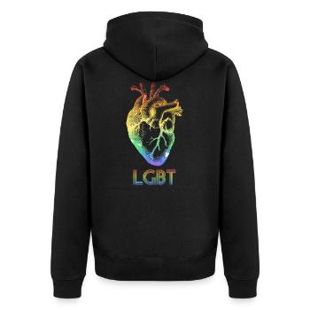 Coeur humain Lgbt - Veste à capuche bio Premium Unisexe - noir - Dos - Nico (187cm)