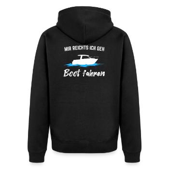 Motorboot Boot Bootsbesitzer Geschenk - Unisex Premium Bio Zip Hoodie - Schwarz - Hinten - Nico (187cm)