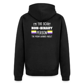 Non Binary Non-Gender Non-Binary Flag Gift - Unisex Premium Organic Zip Hoodie - black - Back - Nico (187cm)
