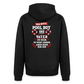 Poolboy Vater Bademeister Rettungsschwimmer Gesche - Unisex Premium Bio Zip Hoodie - Schwarz - Hinten - Nico (187cm)