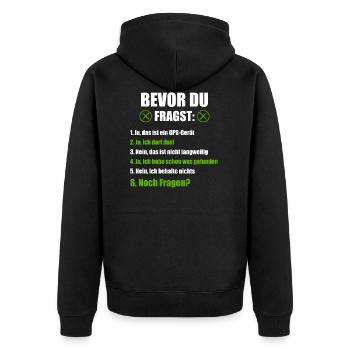 Geocaching Geocacher GPS Geschenk - Unisex Premium Bio Zip Hoodie - Schwarz - Hinten - Nico (187cm)