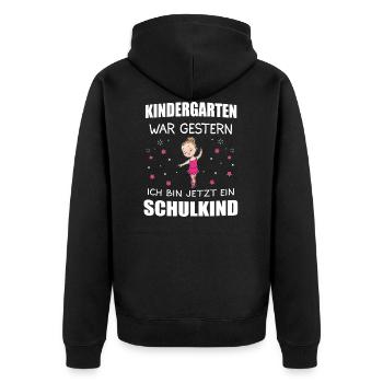 Schulkind 2020 Einschulung Mädchen Schulanfang - Unisex Premium Bio Zip Hoodie - Schwarz - Hinten - Nico (187cm)