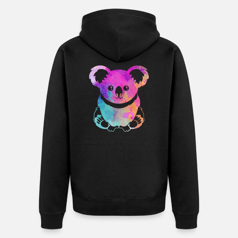 Aquarelle Koala Bear - Veste à capuche bio Premium Unisexe - noir
